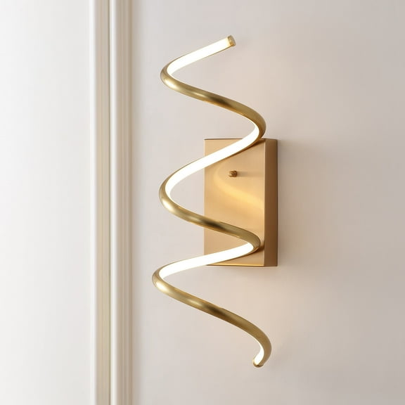 JONATHAN Y Scribble 7" Modern Metal Integrated LED Vanity Light Sconce, Gold