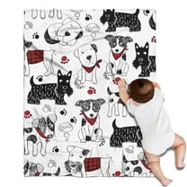 Scribble Dogs Blanket,Comfortable Soft Flannel Throw Blanket,All Season,Warm Lightweight Blankets for Sofa Bed Couch Living Room Chair,30"x40"(80x100cm)