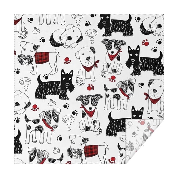Scribble Dogs Square Tablecloth,Waterproof Square Table Cover,Wipeable Spillproof Washable Table Cover for Home Kitchen Party Decor 42"X42"(107x107cm)