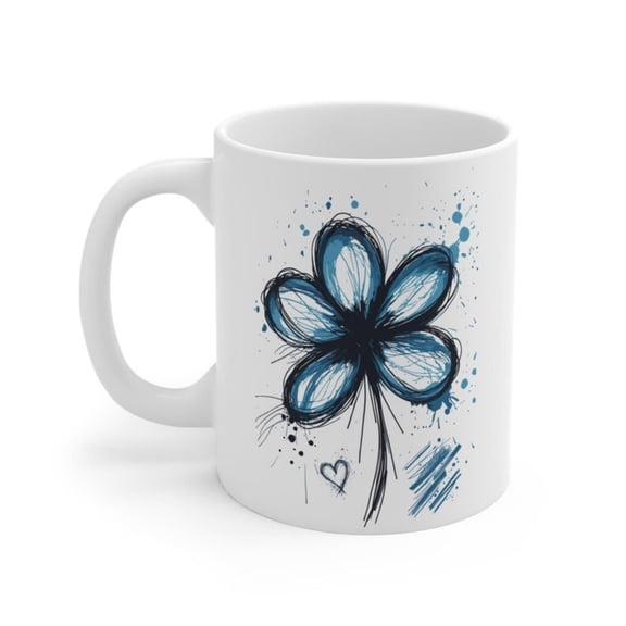 Scribble Flower Mug, Pen Stroke Mug, Ink Splatter Art Mug, Scribble Coffee Mug, Abstract Floral Mug, Scribble Art, Flower Mug, Mug.