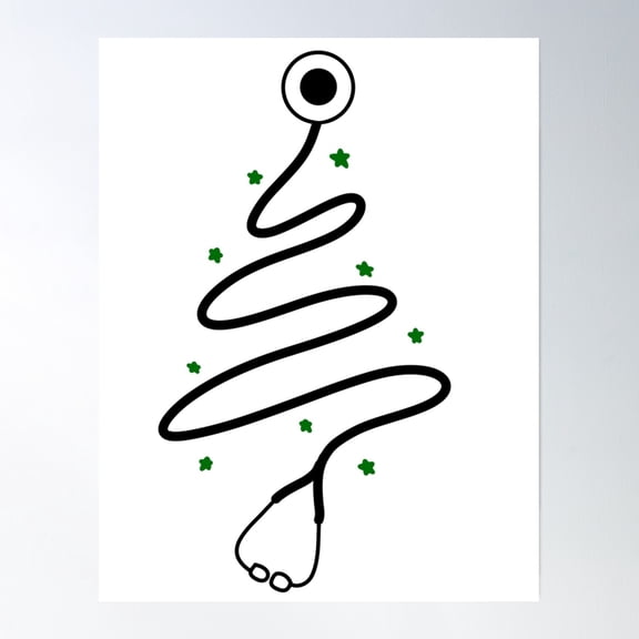 Scribble Stethoscope Tree (Black) Poster Wall Art, Modern Wall Decor, 16x24 UNFRAMED