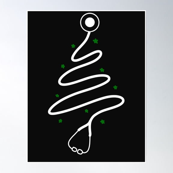Scribble Stethoscope Tree (White) Poster Wall Art, Modern Wall Decor, 24x36 UNFRAMED