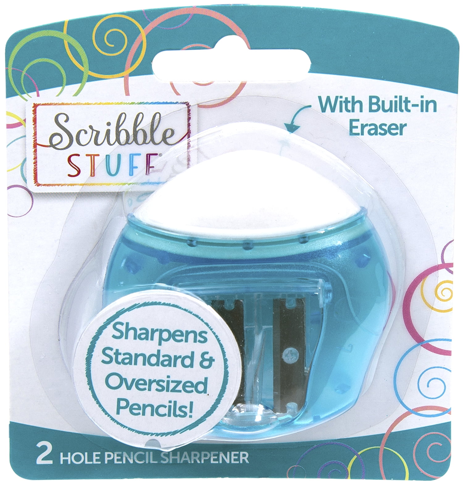 Scribble Stuff 2-Hole Manuel Pencil Sharpener with Eraser 1ct