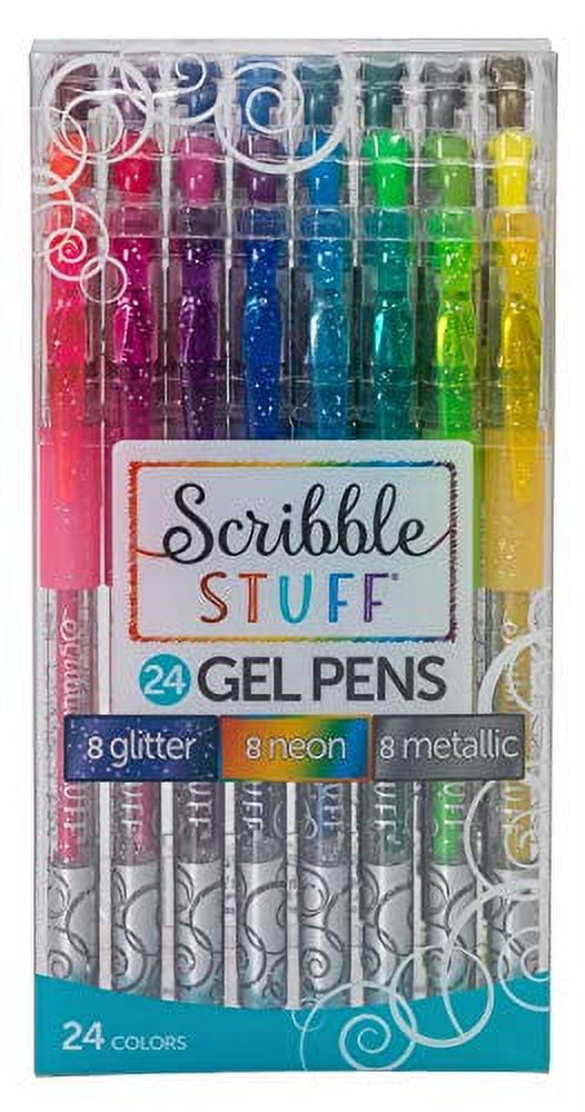 Scribble Stuff 24ct Gel Pens, Includes 8 Glitter Pens, 8 Neon Pens and 8 Metallic Gel Pens