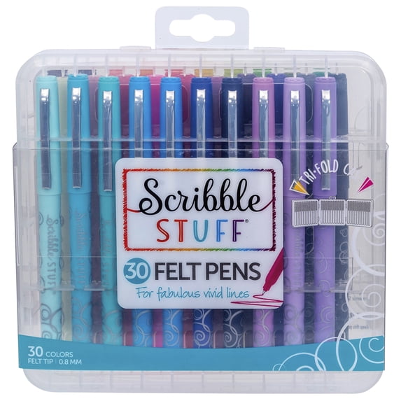 Scribble Stuff 30 Felt Pens with Storage Case