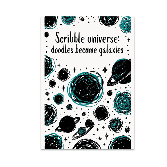Scribble Universe: Doodles Become Galaxies - Art Enthusiast - 13x19 Poster Print