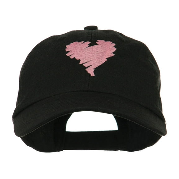 Scribbled Heart Embroidered Cap - Black OSFM