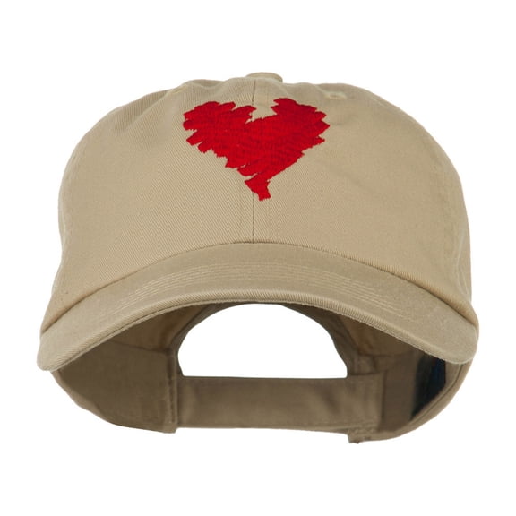 Scribbled Heart Embroidered Cap - Khaki OSFM