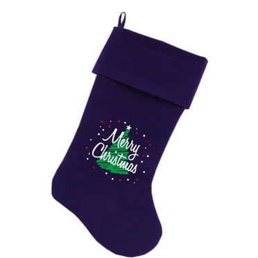Velvet Christmas Stocking Screen Printed, "Scribble Merry Christmas"