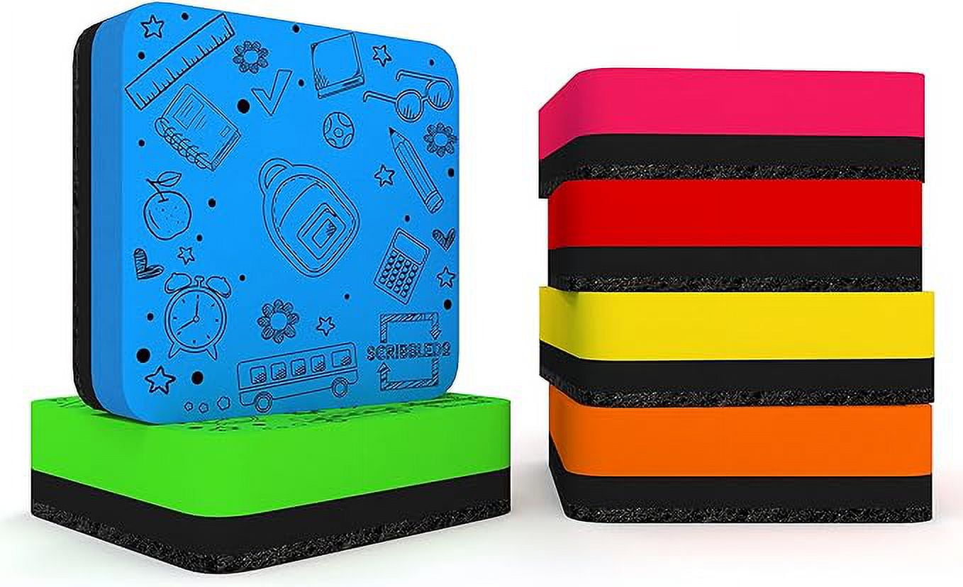 Scribbledo 6 Pack Dry Erase Erasers Assorted Colors Whiteboard