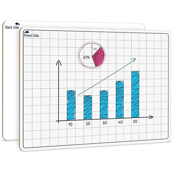 Scribbledo Large Graph Dry Erase Board Double-Sided Whiteboard, 11 x 14