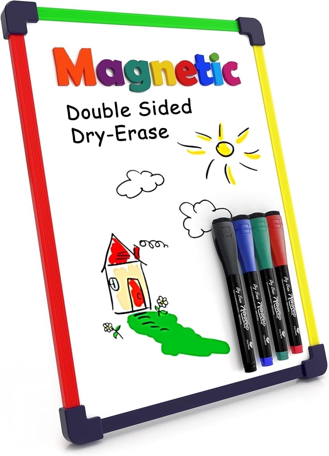 Scribbledo Magnetic Whiteboard with 4 Markers, 1 Count