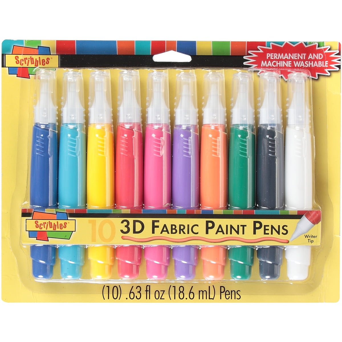 Scribbles 3D Fabric Paint Pens 10-pkg-assorted