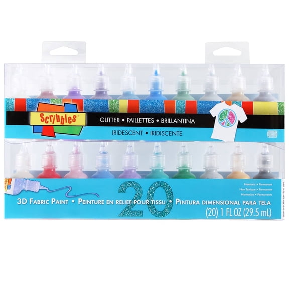 Scribbles Glitter & Iridescent 3D Fabric Paint Set