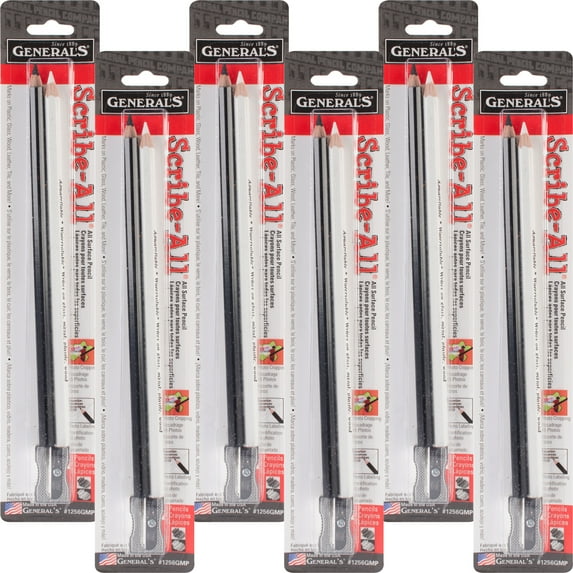Scribe-All Pencils Black & White 2 Count-Multipack Of 6