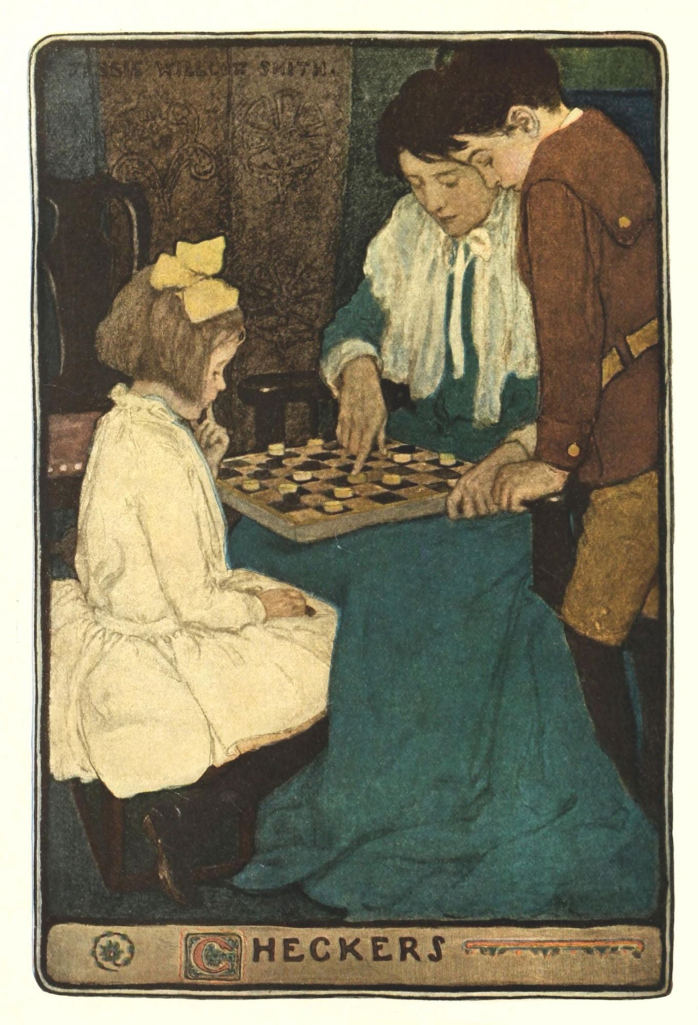 Scribners 32 1902 A Mothers Day Checkers Canvas Art - Jessie Willcox Smith (18 x 24)