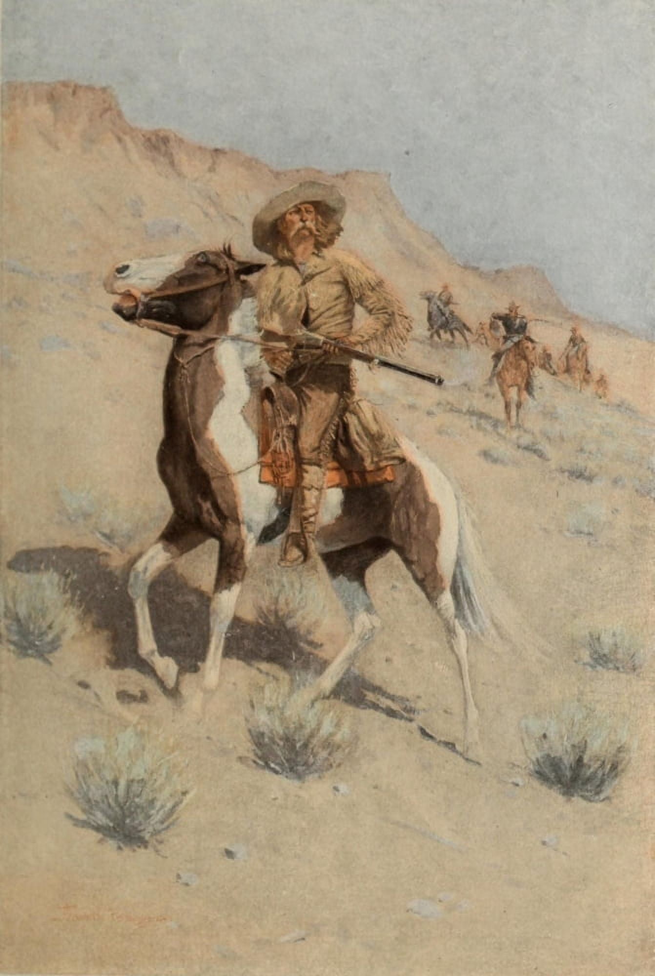 Scribners 32 1902 Mid-west horse & rider Canvas Art - Frederic Remington (24 x 36)