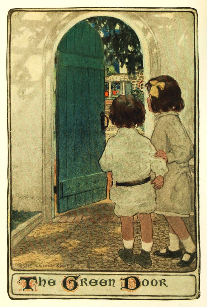 Scribners 34 1903 Child in a Garden The Green Door Canvas Art - Jessie Willcox Smith (18 x 24)