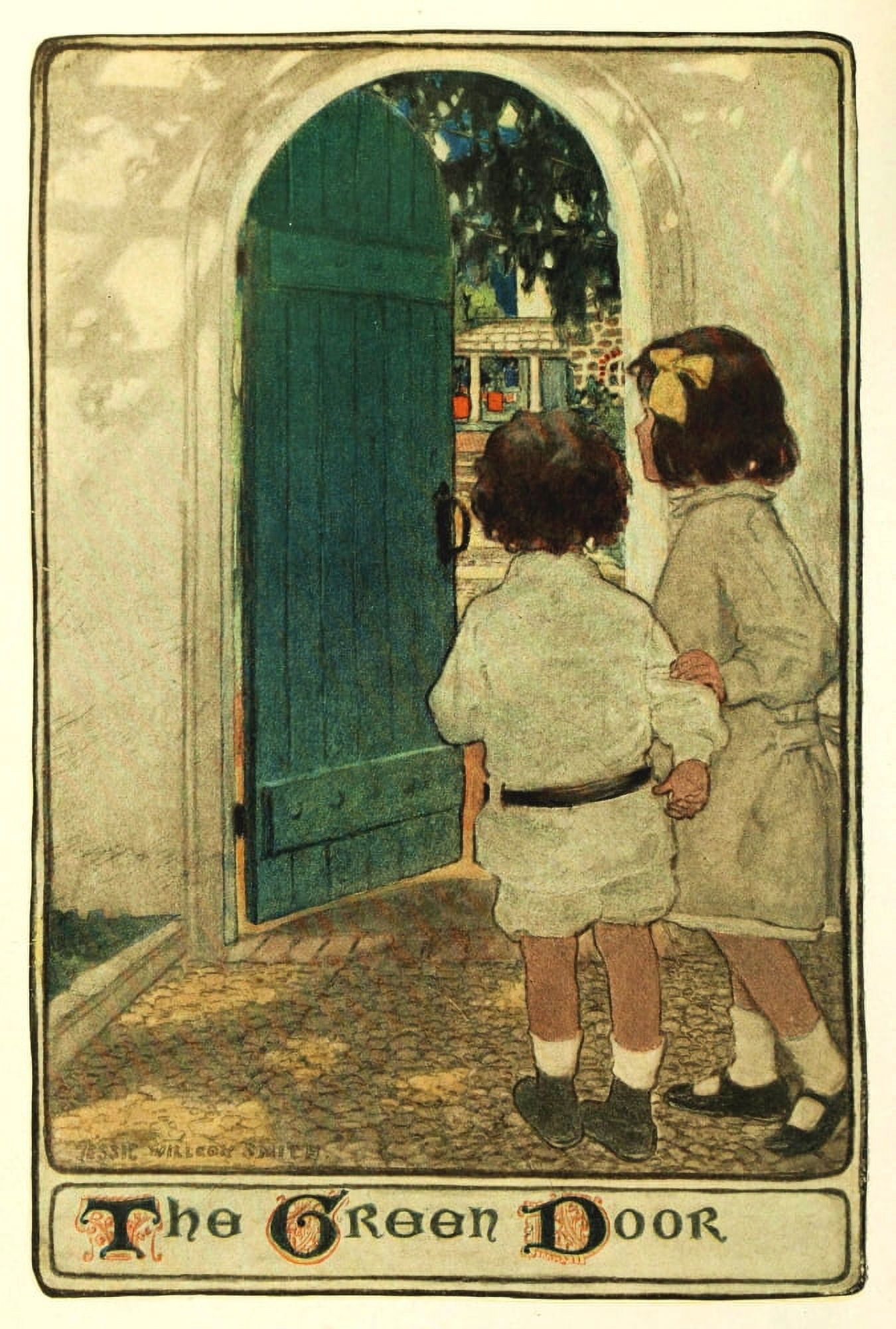 Scribners 34 1903 Child in a Garden The Green Door Canvas Art - Jessie Willcox Smith (24 x 36)
