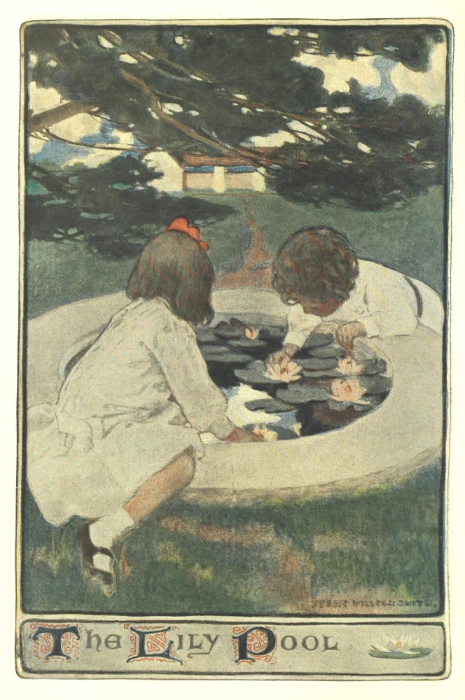 Scribners 34 1903 Child in a Garden The Lily Pool Canvas Art - Jessie Willcox Smith (24 x 36)