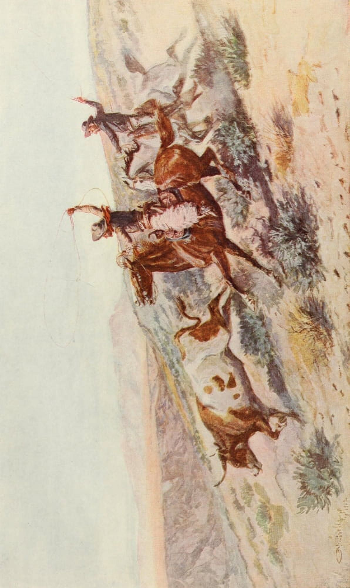 Scribners 37 1905 Buccaroos Canvas Art - Charles M Russell (24 x 36)