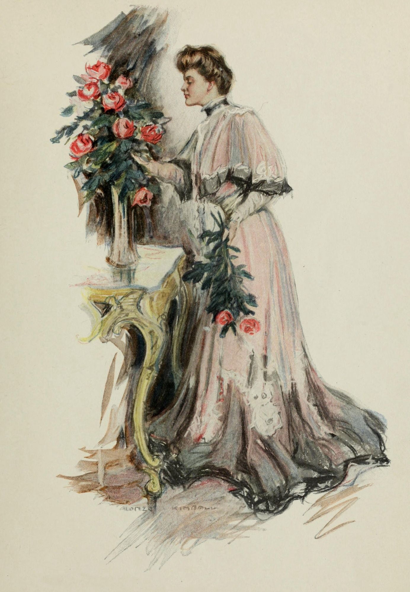 Scribners 38 1905 Flower arranging Canvas Art - Alonzo Kimball (24 x 36)