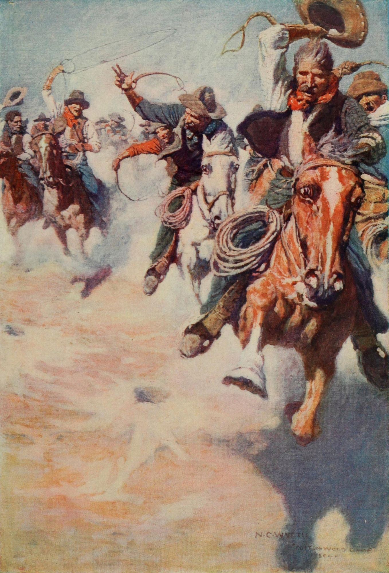 Scribners 39 1906 The wild race for dinner Canvas Art - Newell C Wyeth (18 x 24)