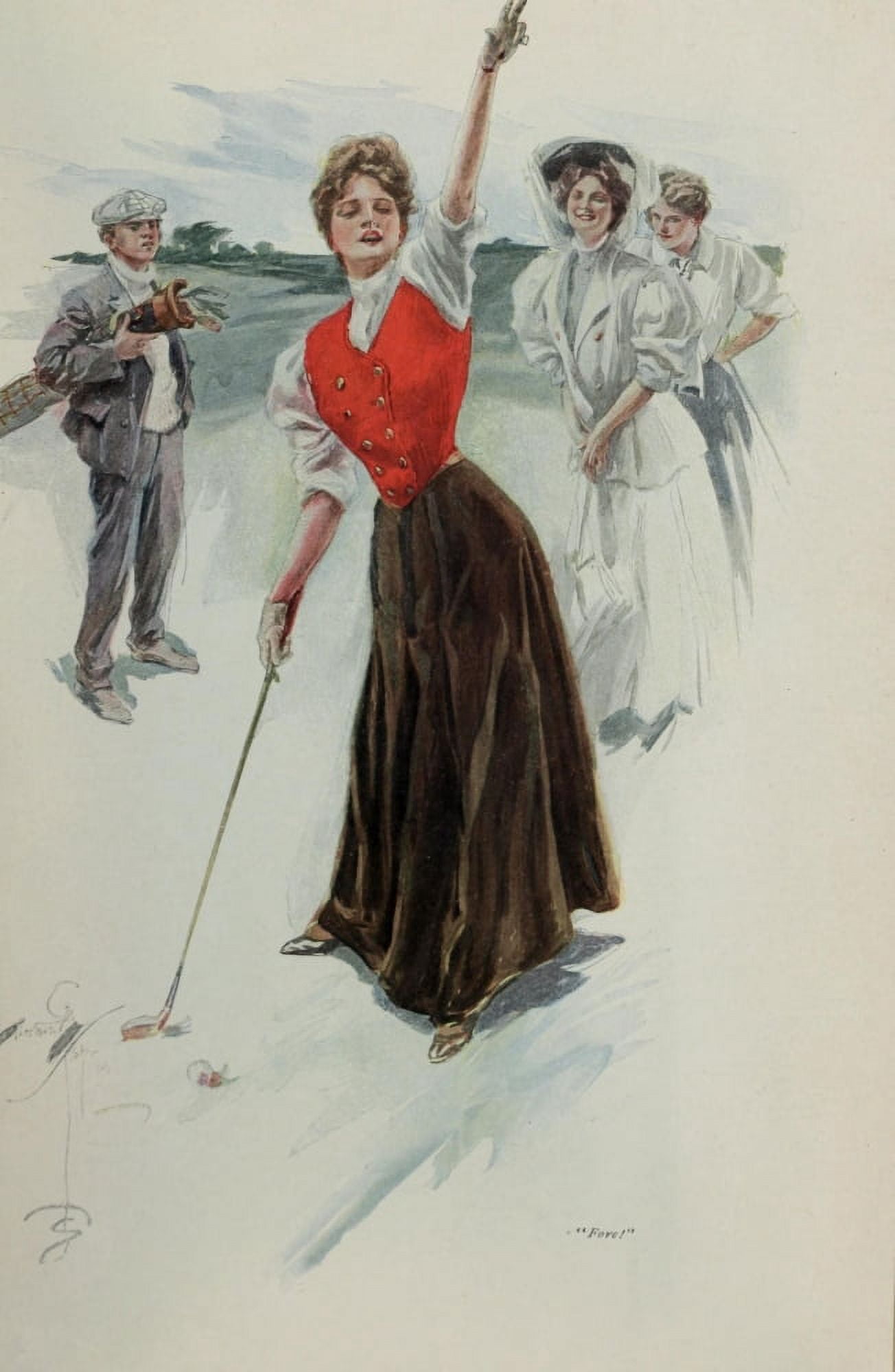 Scribners 42 1907 Lady Golfer Canvas Art - Harrison Fisher (18 x 24)