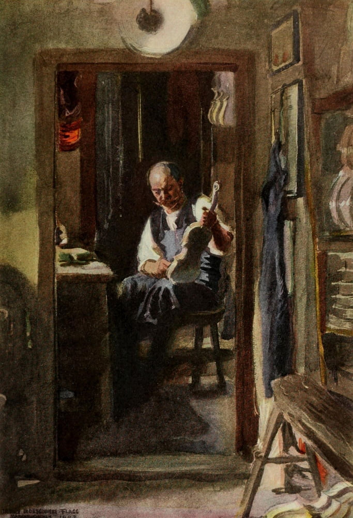 Scribners 43 1908 Instrument maker at work Canvas Art - J Montgomery Flagg (24 x 36)