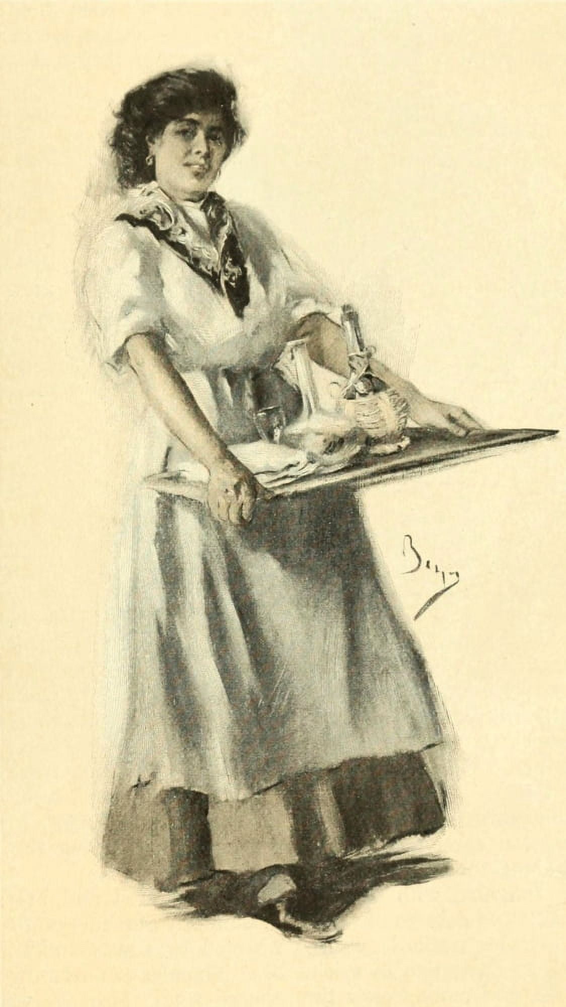 Scribners 43 1908 Lady with tray Canvas Art - WM Berger (24 x 36)