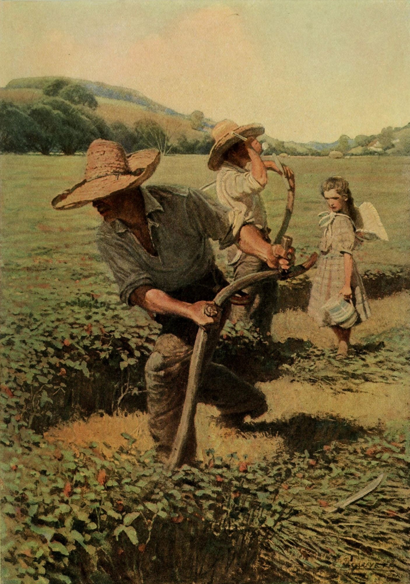 Scribners 44 1908 Harvesting Canvas Art - Newell C Wyeth (24 x 36)