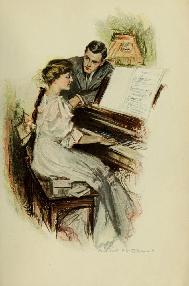Scribners 44 1908 Playing the piano Canvas Art - Alonzo Kimball (24 x 36)