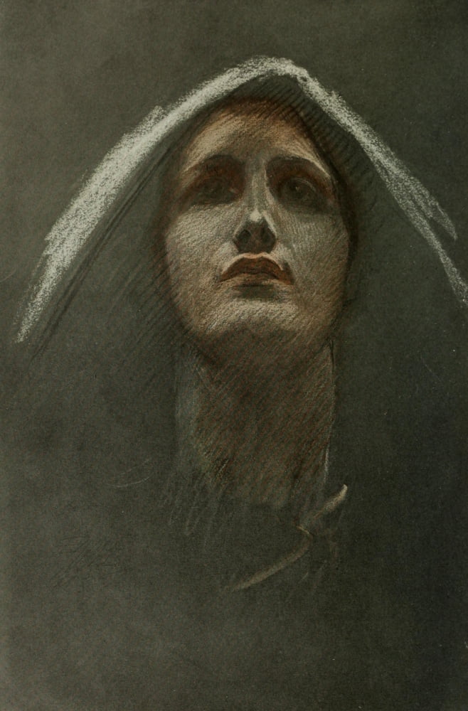 Scribners 44 1908 Study for head Canvas Art - Edwin Austin Abbey (18 x 24)