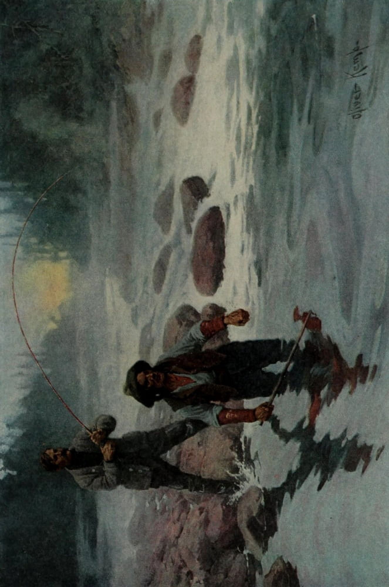 Scribners 45 1909 Salmon the last rush Canvas Art - Oliver Kemp (18 x 24)