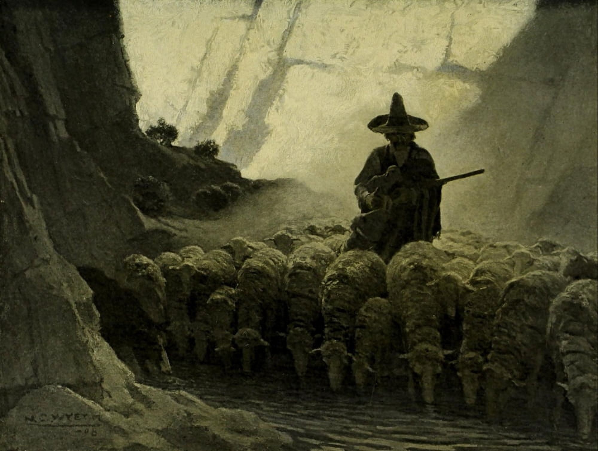 Scribners 45 1909 The Mexican Greaser Canvas Art - Newell C Wyeth (24 x 36)