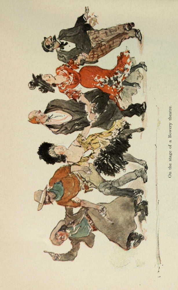 Scribners 46 1909 On the stage of a Bowery Theatre Canvas Art - George Wright (18 x 24)