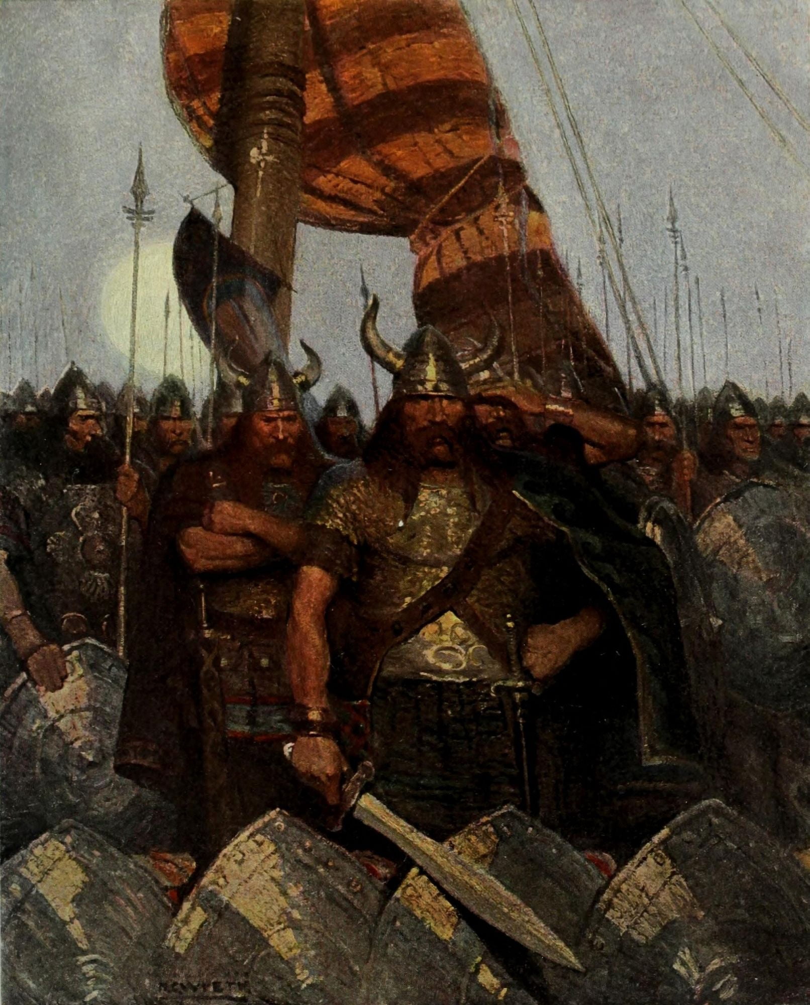 Scribners 48 1910 The First Cargo Canvas Art - Newell C Wyeth (18 x 24)