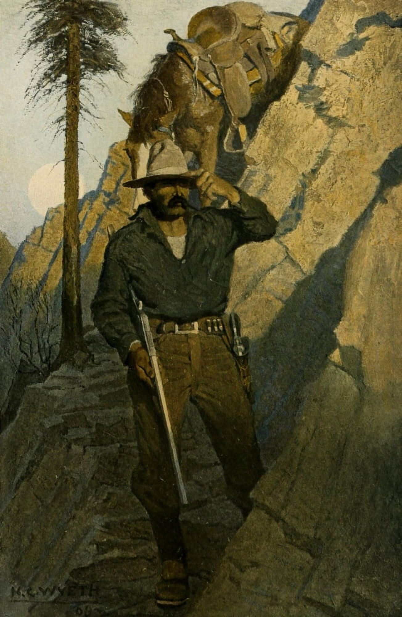 Scribners 51 1912 The Sheriff Canvas Art - Newell C Wyeth (18 x 24)