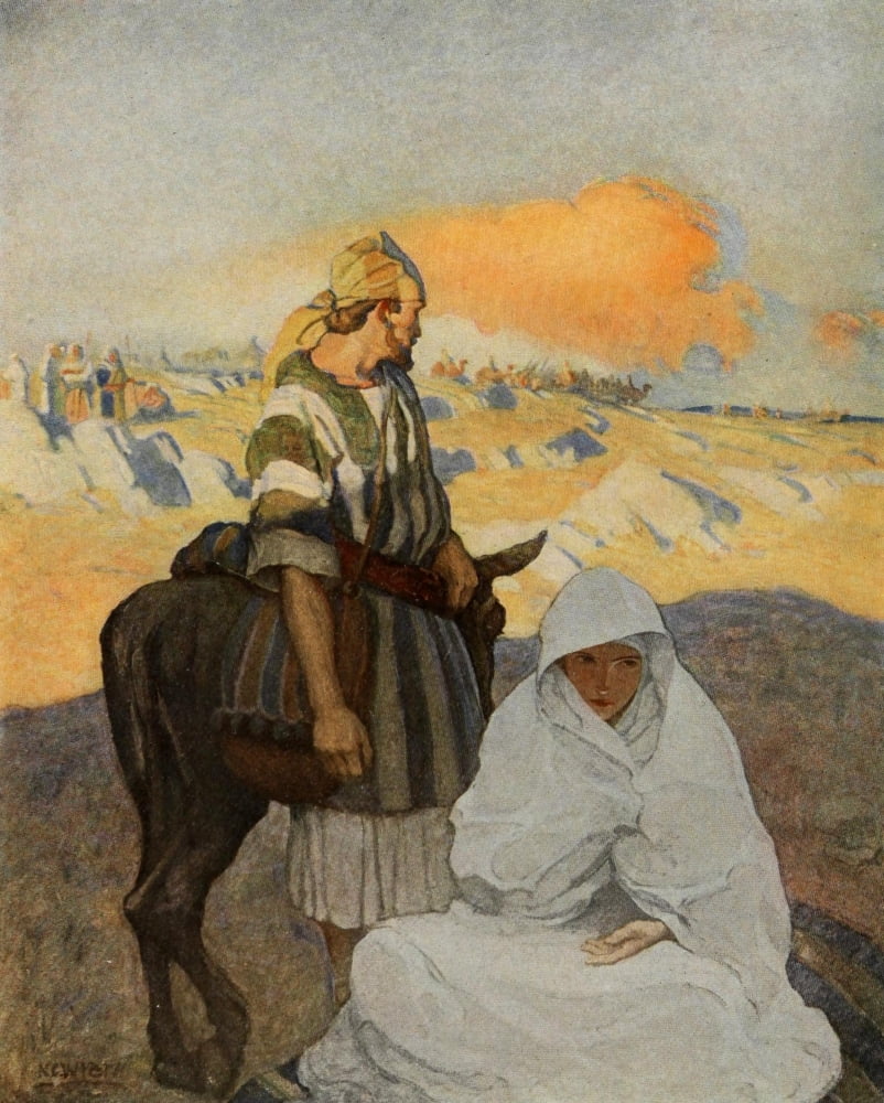 Scribners 52 1912 Mary & Joseph on journey Canvas Art - Newell C Wyeth (24 x 36)