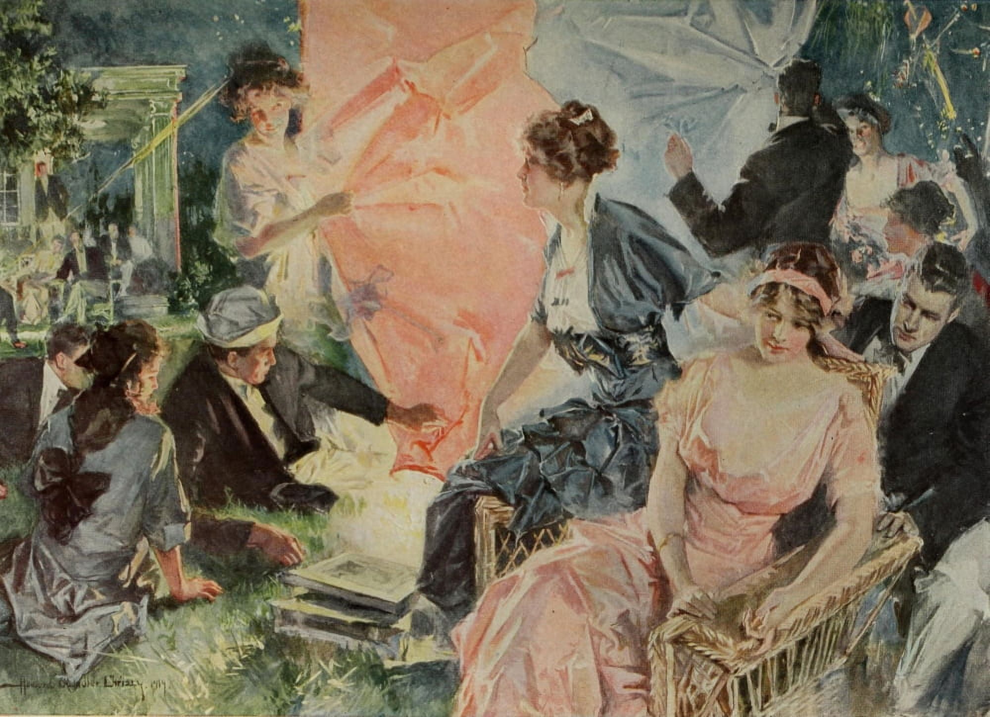 Scribners 60 1916 Fourth of July lawn fete Canvas Art - Howard Chandler Christy (24 x 36)
