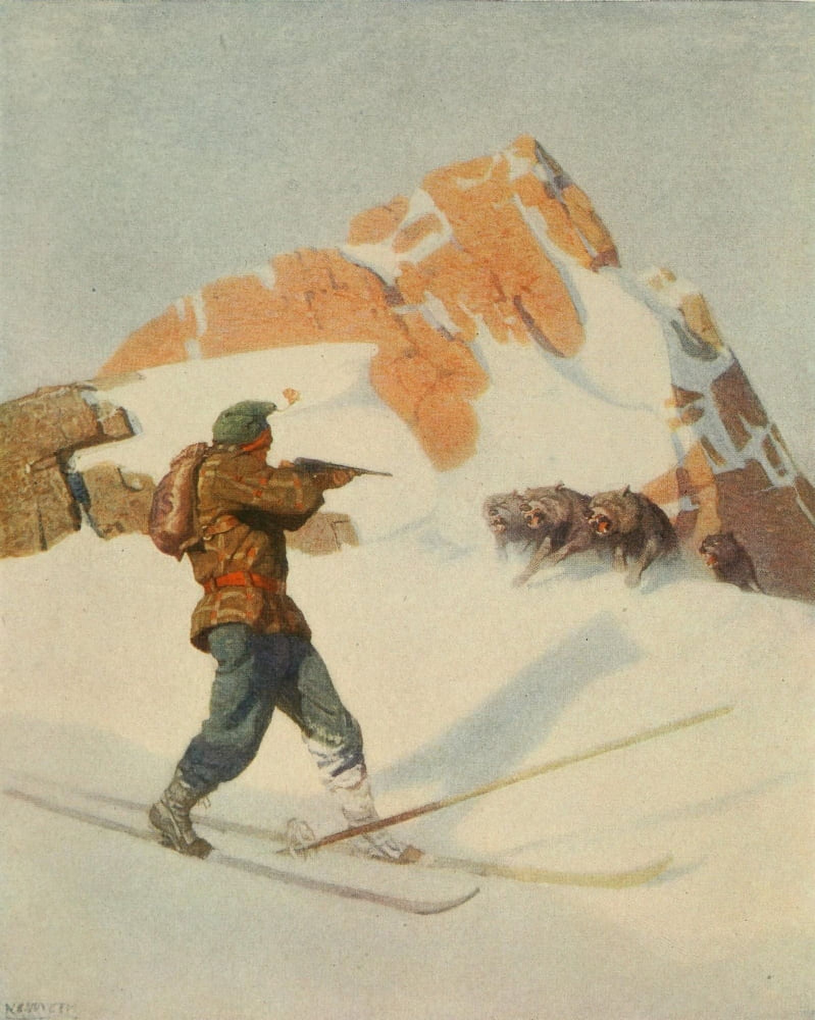 Scribners 61 1917 The fight in the peaks Canvas Art - Newell C Wyeth (24 x 36)