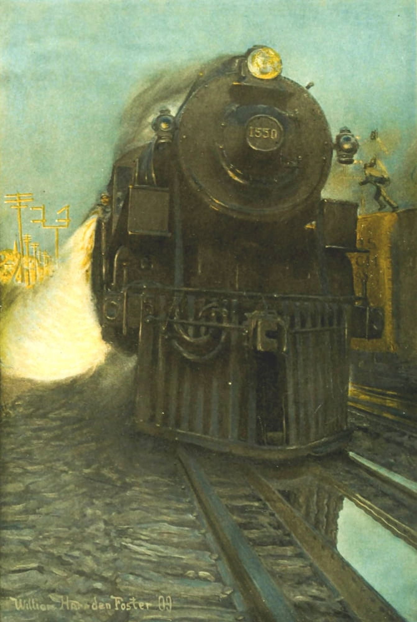 Scribners Magazine 1910 Scooping water (train) Canvas Art - William Harnden Foster (18 x 24)
