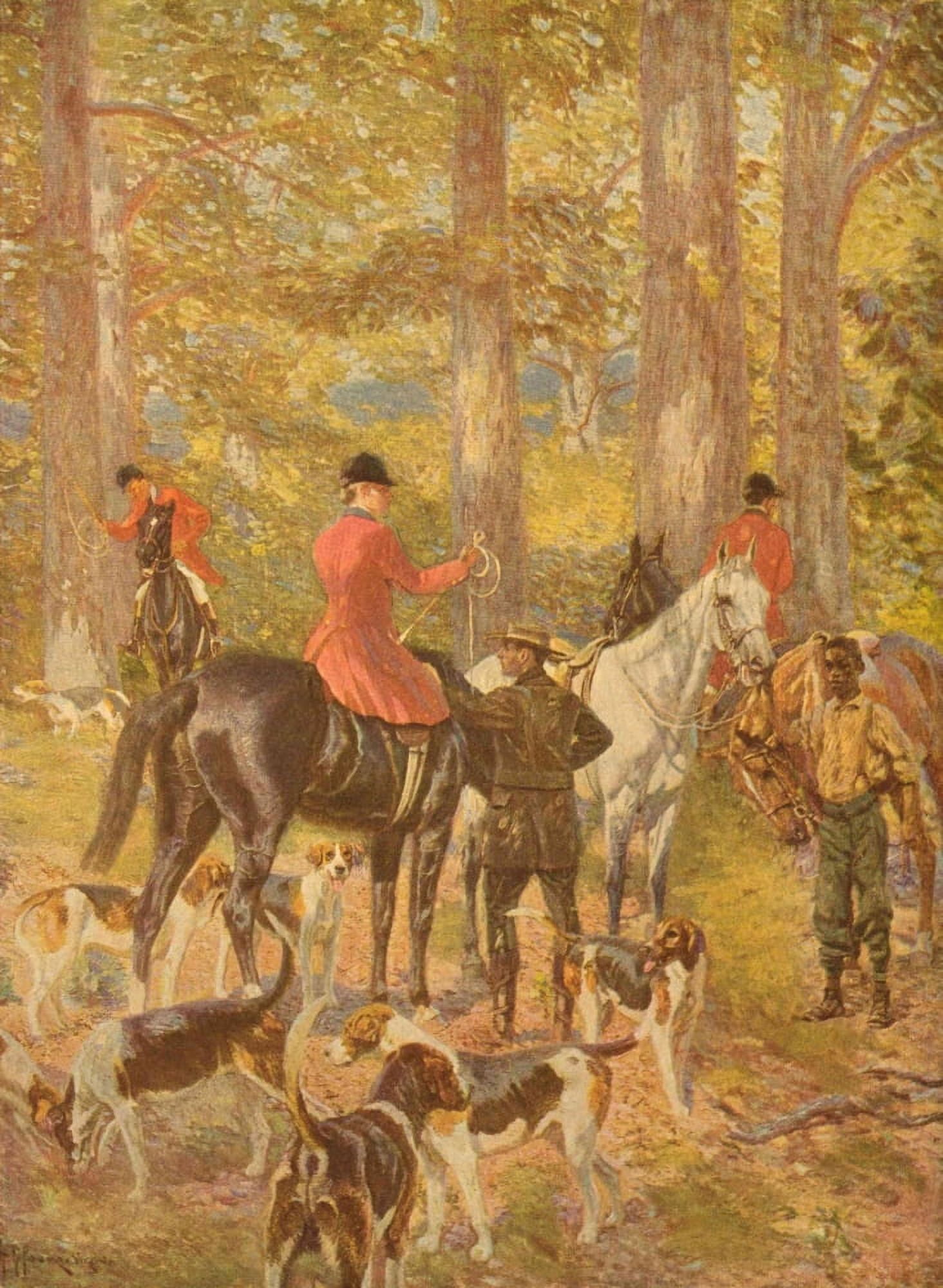 Scribners Magazine 1911 A meet of the Castle Hill hounds Canvas Art - Henry Rankin Poore (18 x 24)