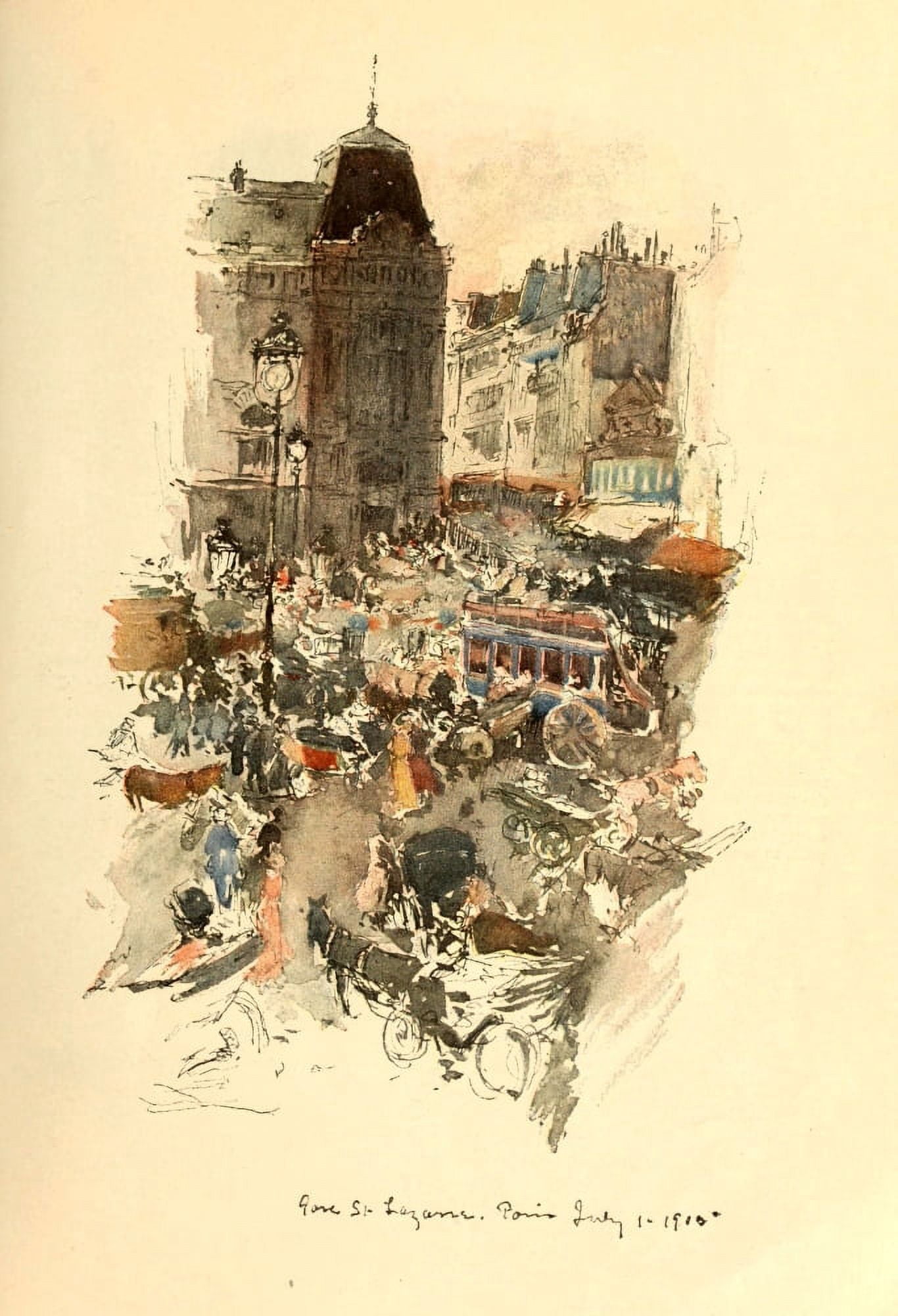 Scribners Magazine 40 1906 Gare Saint-Lazare Paris 1910 Canvas Art - George Wright (18 x 24)