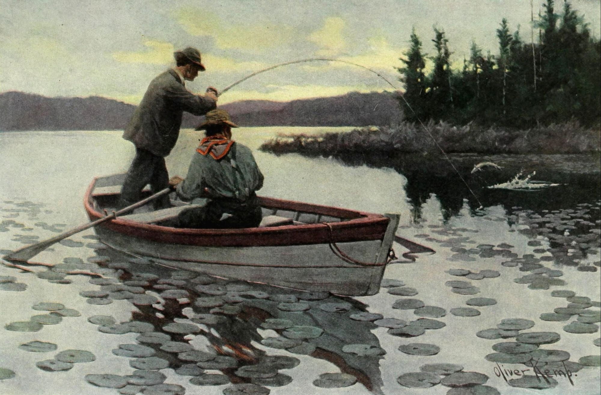 Scribners Magazine 45 1909 Lake Fishing Canvas Art - Oliver Kemp (18 x 24)