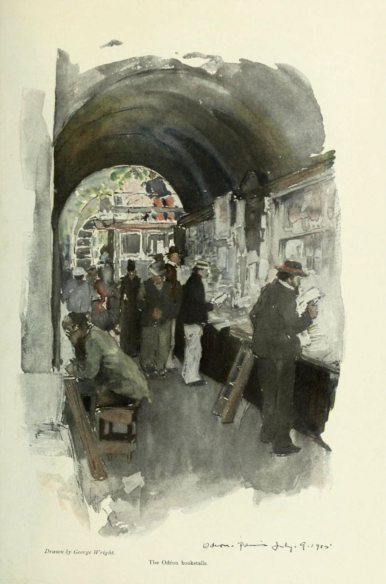 Scribners Magazine 45 1909 The Odeon Bookstalls Canvas Art - George Wright (18 x 24)