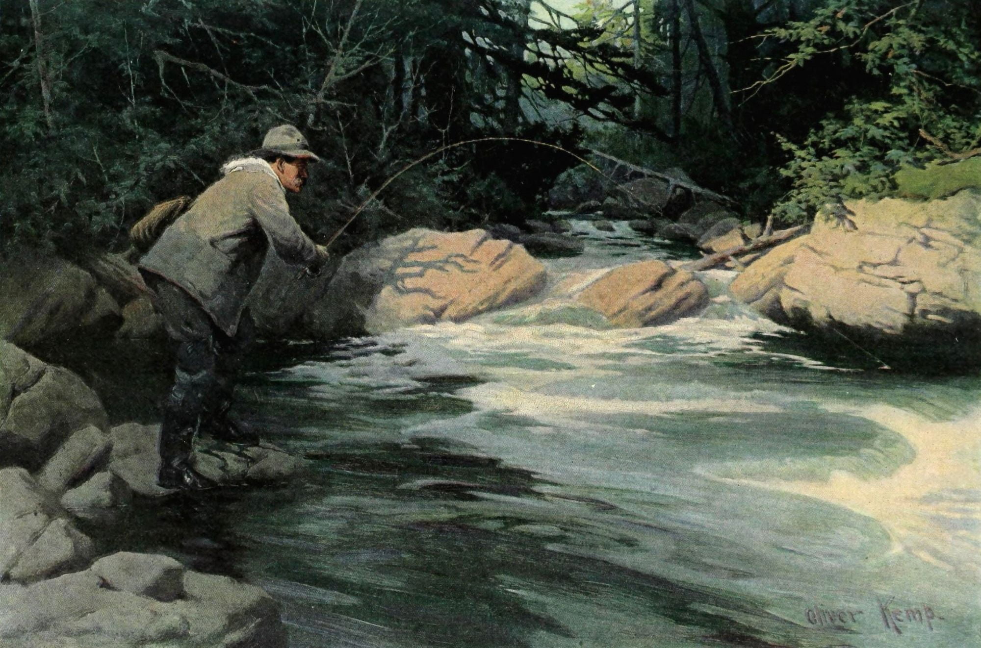 Scribners Magazine 45 1909 Trout Fishing Canvas Art - Oliver Kemp (24 x 36)