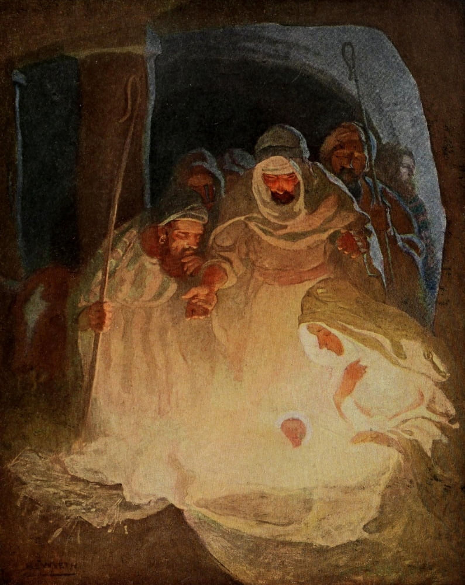 Scribners Magazine 52 1912 Nativity scene Canvas Art - Newell C Wyeth (24 x 36)