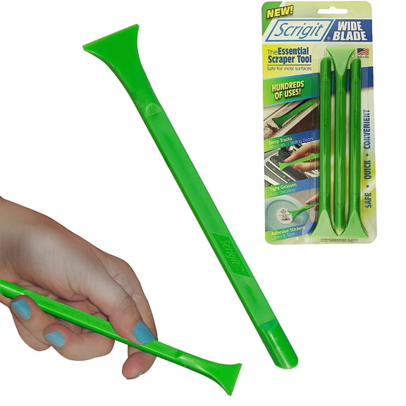 Scrigit Scraper Wide Blade No-Scratch Plastic Scraper Tool, Reaches Tight Spaces & Crevices, 6 Pack