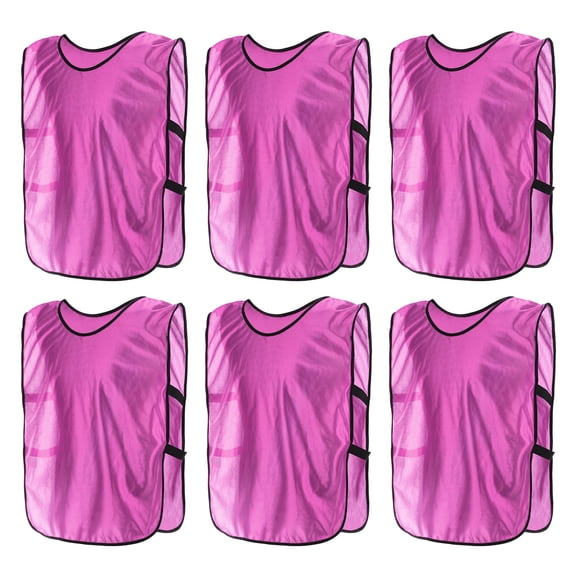 Scrimmage Training Vest 25x17" Soccer Jersey Sport Team Pinnies, Pink 6 Pack